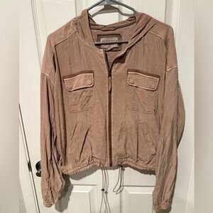 Anthropologie Marrakech Billie Utility Bomber Jacket in blush pink sz L